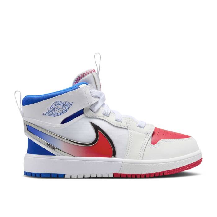 ナイキ エアジョーダン Air Jordan 【 Jordan 1 Mid Rm Easyon Ps \u0027White Racer Blue Red\u0027 Youth White/Racer Blue/Siren Red 】 ミッド 青味 青み 御坊っちゃん キッズ 白いこと 白いこと 青味 青み Red 赤・赤いこと