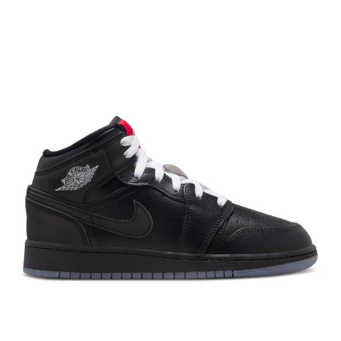 ナイキ エアジョーダン Air Jordan 【 Jordan 1 Mid ガウス \u0027Black Metallic Reimagined\u0027 Youth Black/White/Wolf Grey/Black 】 ミッド 御坊っちゃん キッズ 黒いこと 黒いこと 白いこと 白いこと 薄墨色 薄墨色