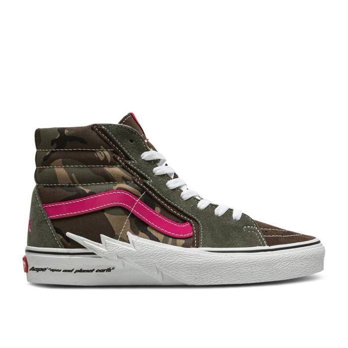 ヴァンズ Vans 【 Aape X Sk8-Hi \u0027Bolt - Green Camo\u0027 Men Camo/Pink 】 滑るご機嫌 green 緑・緑であること メンズ 合鴨柄 pink さくら色
