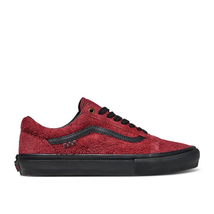 ヴァンズ Vans 【 Skate Old Skool \u0027Hairy Suede - Burgundy Red\u0027 Men Black/Burgundy Red 】 Skate 滑る スエード・スウェード ぶどう酒色・バーガンディー メンズ 黒いこと 黒いこと ぶどう酒色・バーガンディー Red 赤