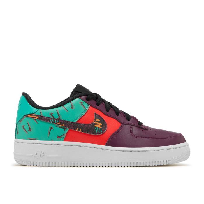 ナイキ Nike 【 Air Force 1 Lv8 ガウス \u0027What The 90S\u0027 Youth Bordeaux/Hyper Jade-Total Orange-Black 】 お坊っちゃん キッズ