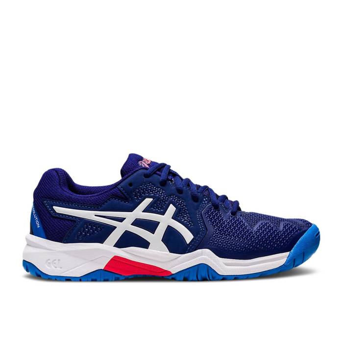 アシックス Asics 【 Gel Resolution 8 Gs 'Dive Blue' Youth Dive Blue/White 】 ジュニア キッズ 青色 ブルー 白色 ホワイト画像