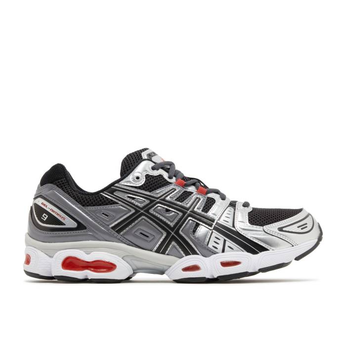 アシックス Asics 【 Gel Nimbus 9 \u0027Graphite Grey Red\u0027 Men Graphite Grey/Pure Silver 】 薄墨色 薄墨色 メンズ 薄墨色 薄墨色 純然たる Silver しろがね色・しろがね色