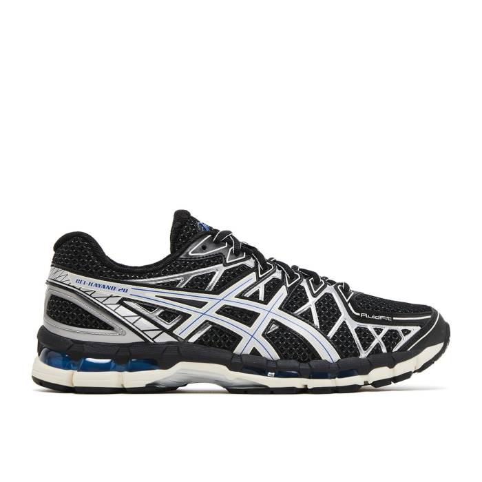 アシックス Asics 【 Gel Kayano 20 \u0027Black Silver Blue\u0027 Men Black/Pure Silver 】 Silver しろがね色・しろがね色 メンズ 黒いこと 黒いこと 純然たる Silver しろがね色・しろがね色