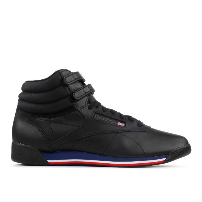 リーボック Reebok 【 Wmns Freestyle Hi Women Retro/Black/White/Bunker Blue 】 無償性表現スタイル レディース レトロ 黒いこと 黒いこと 白いこと 白いこと 青味 青み
