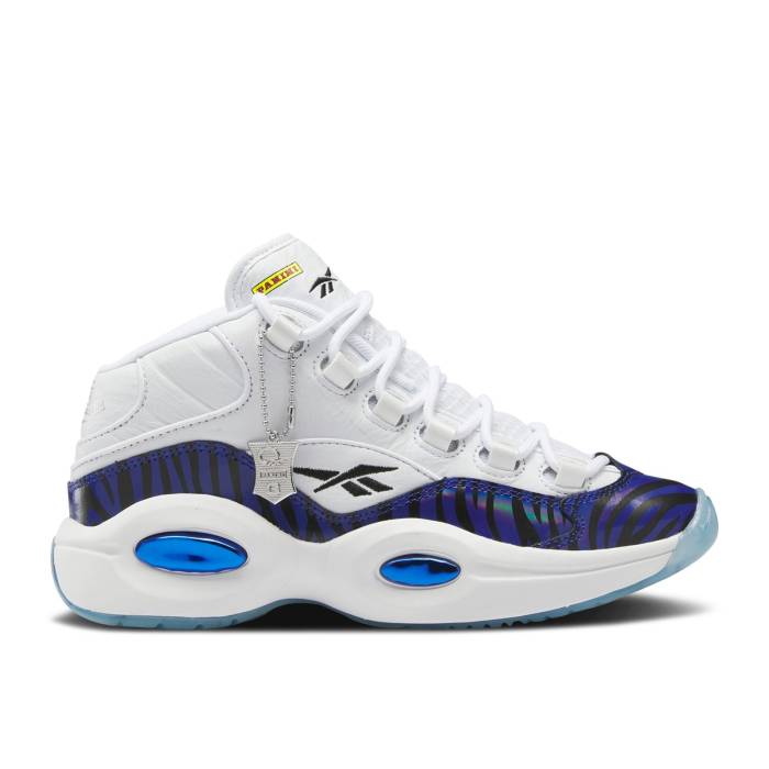 リーボック Reebok 【 Panini X Question Mid Big Kid \u0027Tiger Prizm\u0027 Youth Footwear White/Classic Cobalt/Core Black 】 Question 問い合わせ ミッド 御坊っちゃん キッズ 白いこと 白いこと 古典派音楽 中核グループ 黒いこと 黒いこと