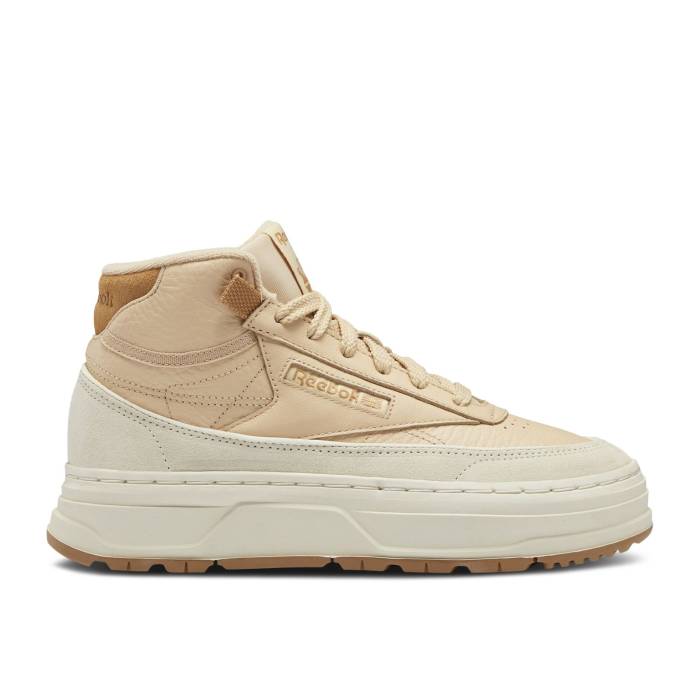 リーボック Reebok 【 Wmns Club C Geo Mid \u0027Weathered Beige\u0027 Women Weathered Beige/True Beige/Alabaster 】 野球クラブ ミッド レディース ベージュ