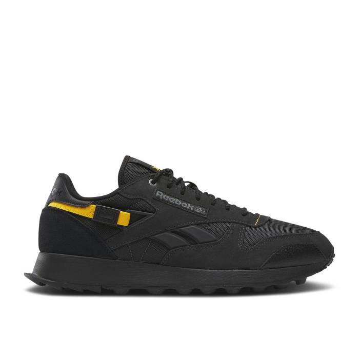 リーボック Reebok 【 Classic Leather \u0027Winterized - Black Yellow\u0027 Men Pure Grey 7/Core Black/Cold Grey 6 】 古典派音楽 なめし革 黒いこと 黒いこと メンズ 純然たる 薄墨色 薄墨色 中核グループ 黒いこと 黒いこと
