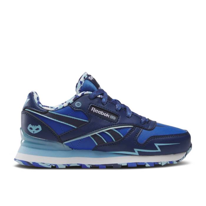 リーボック Reebok 【 Pj Masks X Classic Leather Step \u0027N\u0027 Flash Little Kid \u0027Catboy\u0027 Youth Blue Blast/Denim Glow/White 】 古典派音楽 なめし革 御坊っちゃん キッズ 青味 青み ブラジャー同盟罷業 ジーンズ 白いこと 白いこと
