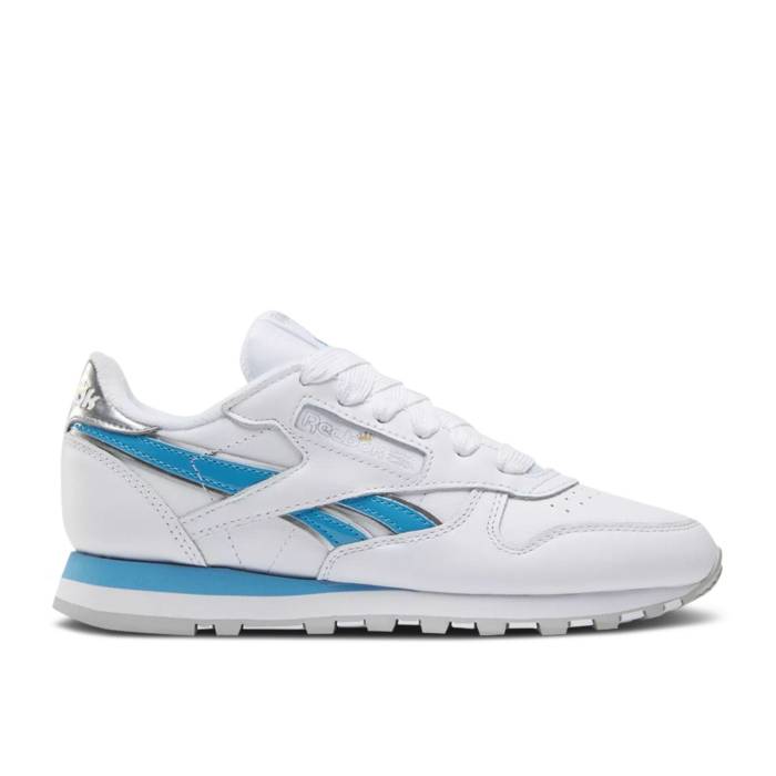 リーボック Reebok 【 Angel Reese X Wmns Classic Leather \u0027White Always Blue\u0027 Women Silver/Always Blue/White 】 古典派音楽 なめし革 レディース Silver しろがね色・しろがね色 青み 青色 白いこと 白いこと