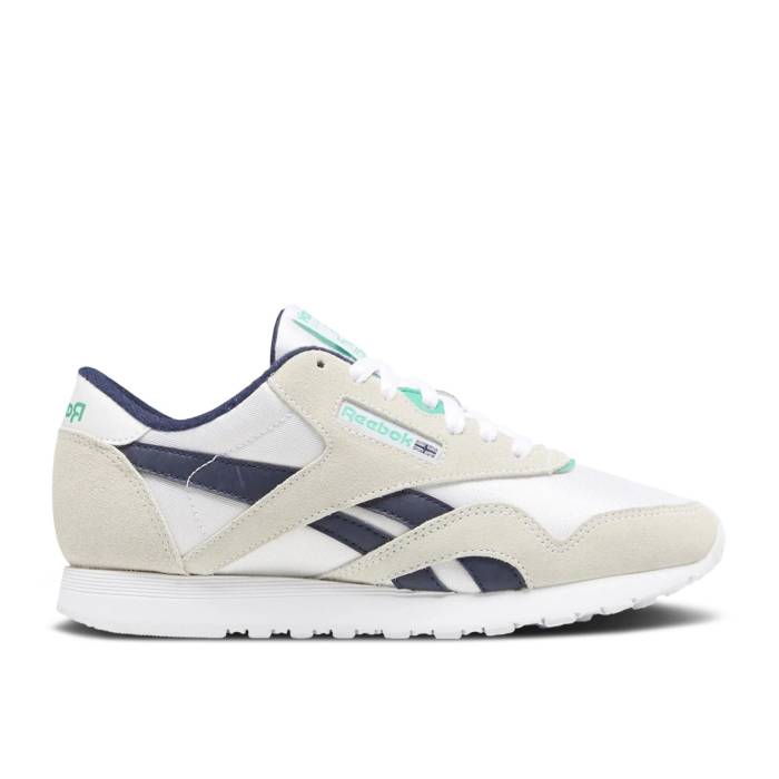 リーボック Reebok 【 Wmns Classic Nylon \u0027White Vector Navy\u0027 Women White/Vector Navy/Court Green 】 古典派音楽 ナイロン レディース 白いこと 白いこと 紺色 米国海軍 厚地の外套 green 緑・緑であること