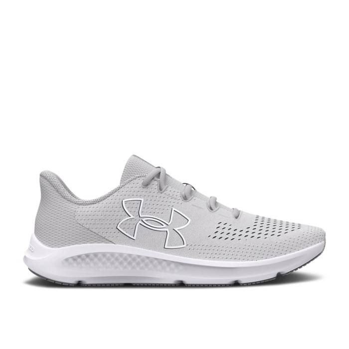 アンダーアーマー Under Armour 【 Wmns Charged Pursuit 3 'Big Logo - Halo Grey White' Women Halo Grey/White 】 ロゴ 灰色 グレー レディース 灰色 グレー 白色 ホワイト