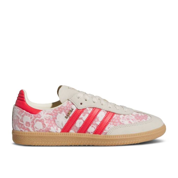 アディダス Adidas 【 Liberty London X Wmns Samba Og \u0027Kazusa Pattern\u0027 Women Footwear White/Cream White/Better Scarlet 】 サンバ レディース 白いこと 白いこと 皮膚軟化剤