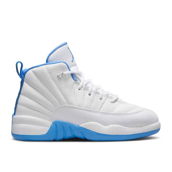 ナイキ エアジョーダン Air Jordan 【 Jordan 12 Retro Ps \u0027Melo\u0027 2025 Youth White/Metallic Silver/University Blue 】 レトロ お坊っちゃん キッズ 白いこと 白いこと Silver しろがね色・しろがね色 青碧 青碧