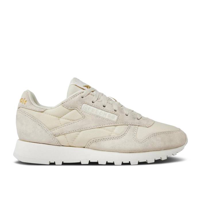 リーボック Reebok 【 Wmns Classic Leather \u0027Alabaster Gold Metallic\u0027 Women Alabaster/Gold Metallic/Chalk 】 古典派音楽 なめし革 ゴールド レディース ゴールド
