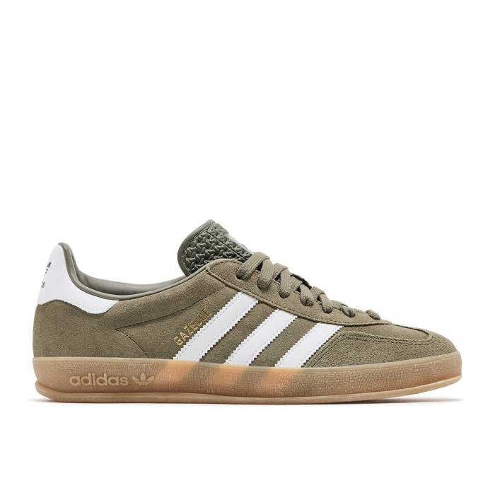 アディダス Adidas 【 Gazelle Indoor \u0027Olive Strata\u0027 Men Olive Strata/Cloud White/Gold Metallic 】 ガゼル メンズ olive オリーブ 白いこと 白いこと ゴールド