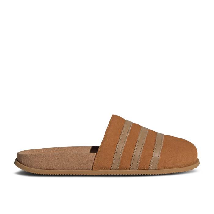 アディダス Adidas 【 Adimule Leather Slide 'Light Brown' Men Light Brown/Brown Black/Light Brown 】 レザー Slide サンダル メンズ 茶色 ブラウン 黒色 ブラック