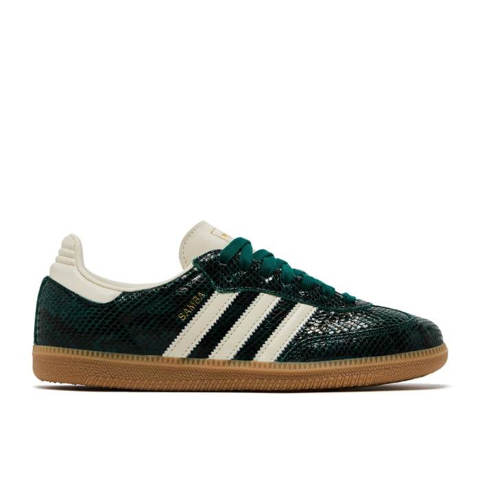アディダス Adidas 【 Wmns Samba Og \u0027Snakeskin Pack - Collegiate Green\u0027 Women Cream White/Cream White/Collegiate Green 】 サンバ レディース 皮膚軟化剤 白いこと 白いこと green 緑・緑であること