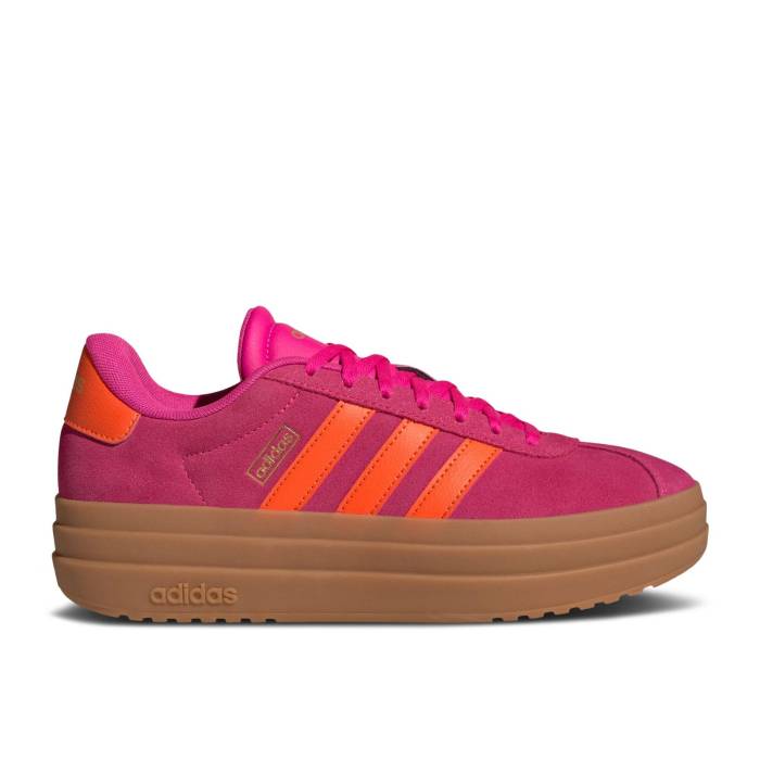 アディダス Adidas 【 Wmns Vl Court Bold \u0027Shock Pink\u0027 Women Shock Pink/Cloud White/Gold Metallic 】 厚地の外套 レディース ぼうぜん自失 pink サクラ色 白いこと 白いこと ゴールド