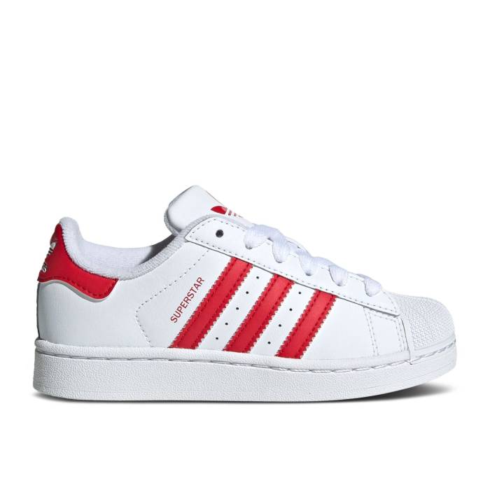 アディダス Adidas 【 Superstar 2 C \u0027White Scarlet\u0027 Youth Cloud White/Better Scarlet/Cloud White 】 Superstar はやりっ児 お坊っちゃん キッズ 白いこと 白いこと