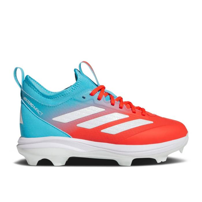 アディダス Adidas 【 Adizero Impact Tpu J \u0027Candy Pack - Bright Cyan Bright Red\u0027 Youth Bright Cyan/Cloud White/Bright Red 】 アディゼロ 差しひびき シアン お坊っちゃん キッズ シアン 白いこと 白いこと Red 赤・赤いこと
