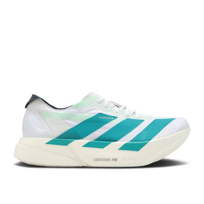 アディダス Adidas 【 Adizero Adios Pro 4 \u0027White Pure Teal\u0027 Men Cloud White/Pure Teal/Carbon 】 アディゼロ アディオス 労働者階級 純一無雑 メンズ 白いこと 白いこと 純一無雑 炭素