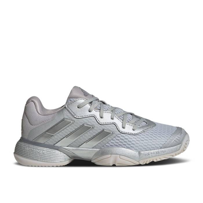 アディダス Adidas 【 Barricade J \u0027Silver Metallic Dash Grey\u0027 Youth Silver Metallic/Silver Metallic/Dash Grey 】 防柵 お坊っちゃん キッズ Silver しろがね色・しろがね色 薄墨色 薄墨色