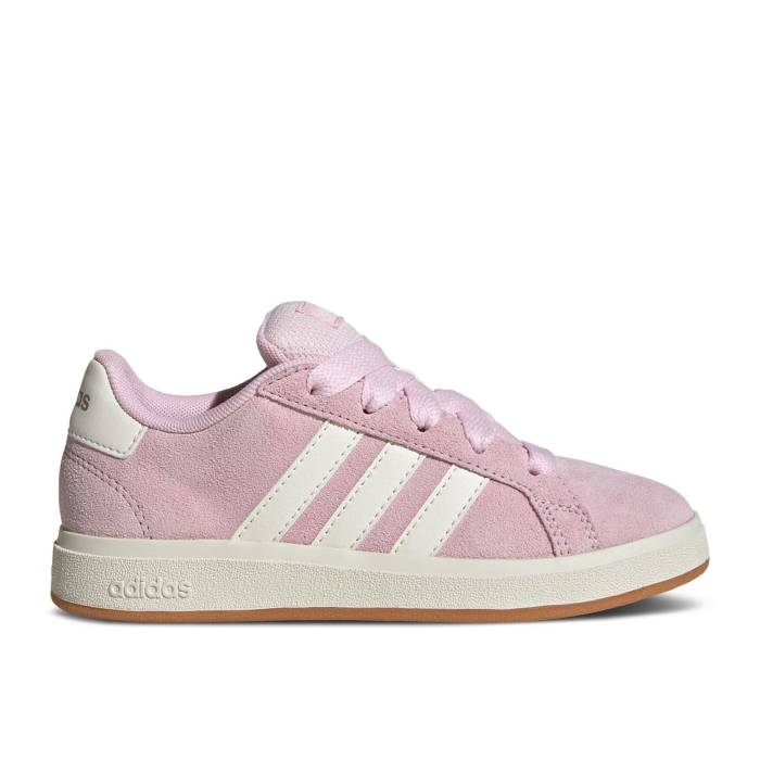 アディダス Adidas 【 Grand Court 00S K \u0027Clear Pink\u0027 Youth Clear Pink/Off White/Gum 】 地べた 厚地の外套 お坊っちゃん キッズ pink サクラ色 白いこと 白いこと