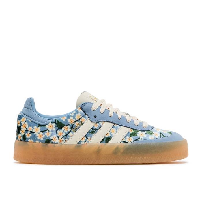 アディダス Adidas 【 Liberty London X Wmns Sambae \u0027Blue Cream White\u0027 Women Blue/Cream White/Gold Metallic 】 皮膚軟化剤 レディース 青み 青色 皮膚軟化剤 白いこと 白いこと ゴールド