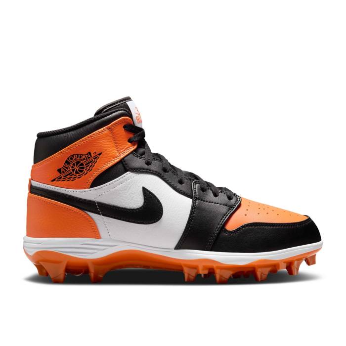 ナイキ エアジョーダン Air Jordan 【 Jordan 1 Mid Td Cleat \u0027Shattered Backboard\u0027 Men Starfish/Black/White 】 ミッド メンズ 黒いこと 黒いこと 白いこと 白いこと