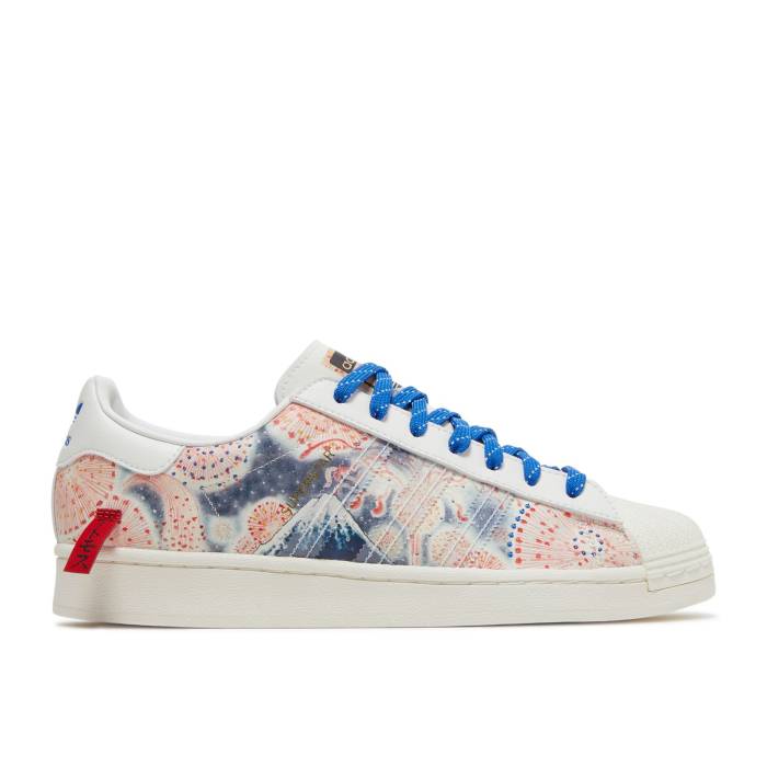 アディダス Adidas 【 Atmos X Three Tides Tattoo X Superstar \u0027Mt. Fuji\u0027 Men Off White/Off White/Blue 】 Superstar はやりっ児 メンズ 白いこと 白いこと 青み 青色