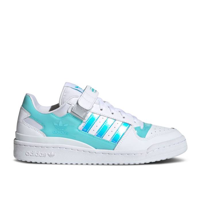 アディダス Adidas 【 Forum Low \u0027White Iridescent\u0027 Men Cloud White/Pulse Aqua/Pink Tint 】 討論会 メンズ 白いこと 白いこと アクア pink サクラ色