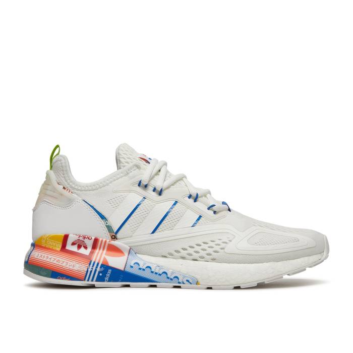 アディダス Adidas 【 Zx 2K Boost Multi-Color Logos Men Cloud White/Blue/Orange 】 ブースト メンズ 白色 ホワイト 青色 ブルー orange 橙・オレンジ