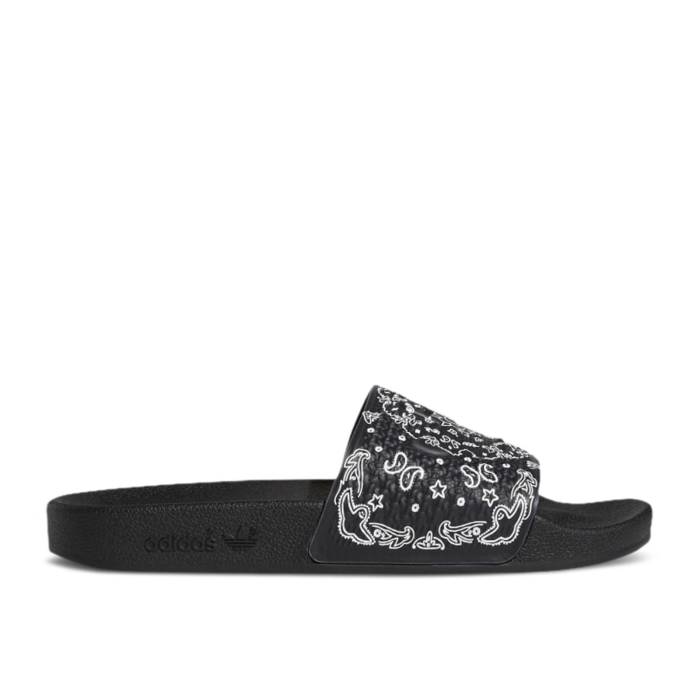 アディダス Adidas 【 Shmoofoil Slides \u0027Bandana\u0027 Men Core Black/Cloud White/Core Black 】 メンズ 中核グループ 黒いこと 黒いこと 白いこと 白いこと