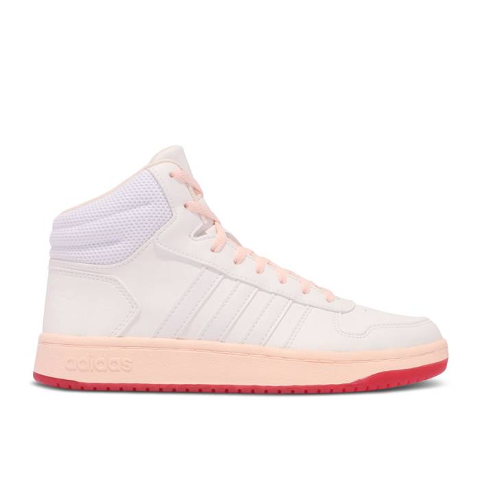 アディダス Adidas 【 Wmns Hoops 2.0 Mid \u0027White Power Pink\u0027 Women Footwear White/Footwear White/Power Pink 】 ミッド Power 力強さ レディース 白いこと 白いこと Power 力強さ pink サクラ色 靴-スニーカー