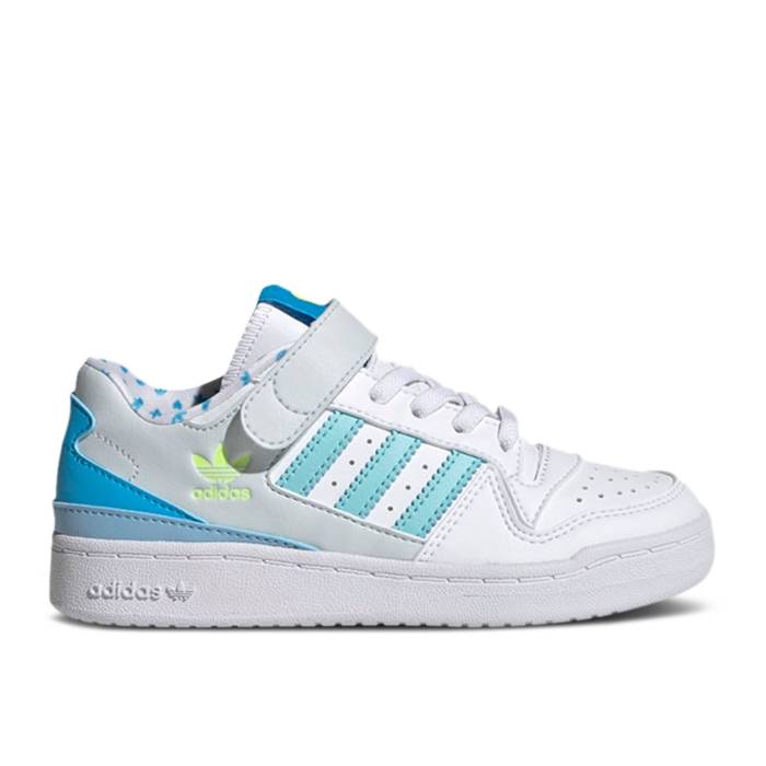 アディダス Adidas 【 Forum Low Little Kid 'Valentine's Day' Youth Cloud White/Sky Rush/Clear Aqua 】 フォーラム ジュニア キッズ 白色 ホワイト スカイ rush ラッシュ アクア｜スニケス