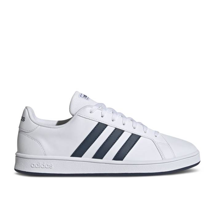 アディダス Adidas 【 Grand Court Base \u0027White Crew Navy\u0027 Men Cloud White/Crew Navy/Cloud White 】 地べた 厚地の外套 労働者の一団 メンズ 白いこと 白いこと 労働者の一団 紺色 米国海軍