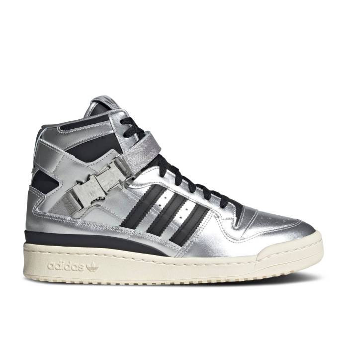 アディダス Adidas 【 Atmos X Forum 84 High \u0027Metallic Pack\u0027 Men Silver Metallic/Core Black/Cream White 】 討論会 御機嫌 メンズ Silver しろがね色・しろがね色 中核グループ 黒いこと 黒いこと 皮膚軟化剤 白いこと 白いこと
