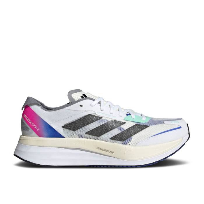 アディダス Adidas 【 Adizero Boston 11 'White Lucid Blue Fuchsia' Men Cloud White/Core Black/Lucid Blue 】 アディゼロ ボストン 青色 ブルー メンズ 白色 ホワイト コア 黒色 ブラック 青色 ブルー｜スニケス