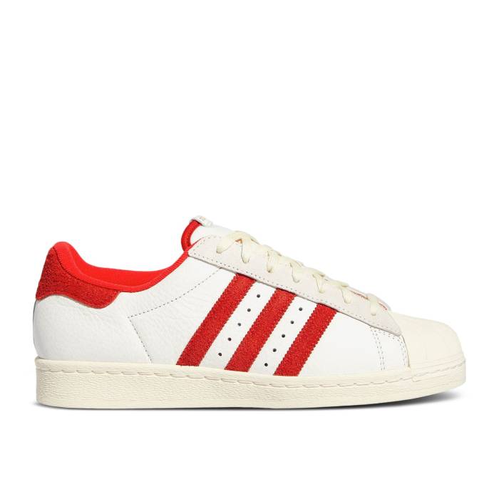 アディダス Adidas 【 Superstar 82 \u0027White Vivid Red\u0027 Men Cloud White/Vivid Red/Cream White 】 Superstar はやりっ児 メンズ 白いこと 白いこと Red 赤・赤いこと 皮膚軟化剤