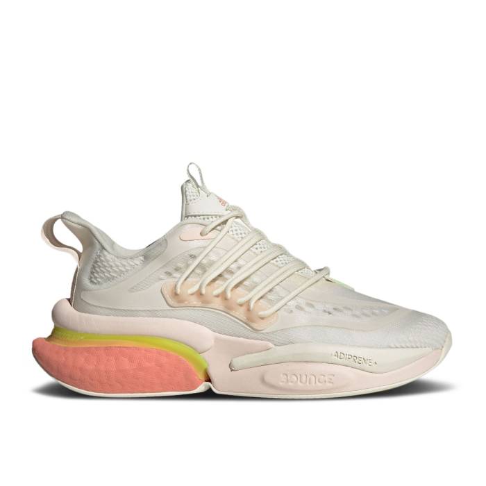 アディダス Adidas 【 Wmns Alphaboost V1 \u0027Off White Lucid Lemon\u0027 Women Off White/Wonder Clay/Lucid Lemon 】 白いこと 白いこと レディース 白いこと 白いこと