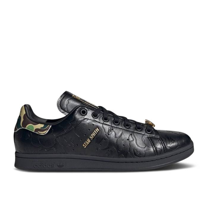 アディダス Adidas 【 Bape X Stan Smith \u002730Th Anniversary - Black\u0027 Men Core Black/Core Black/Gold Metallic 】 メンズ 中核グループ 黒いこと 黒いこと ゴールド