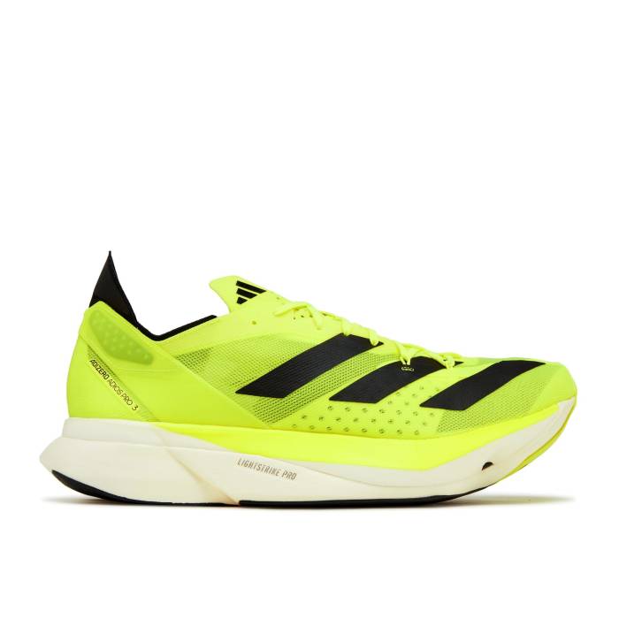アディダス Adidas 【 Adizero Adios Pro 3 \u0027Solar Yellow\u0027 Men Solar Yellow/Core Black/Night Metallic 】 アディゼロ アディオス 労働者階級 メンズ yellow 黄味がかった・黄色 中核グループ 黒いこと 黒いこと ナイト爵
