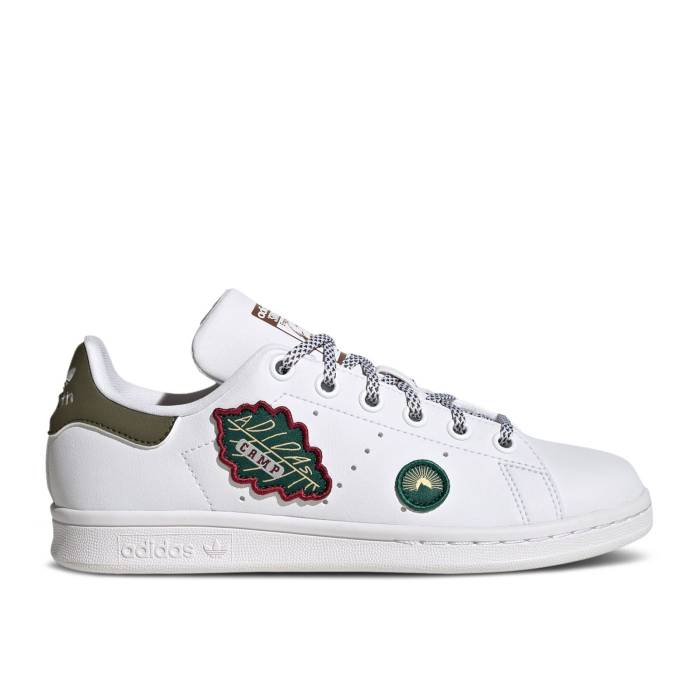 アディダス Adidas 【 Stan Smith J 'Camp' Youth Cloud White/Olive Strata/Preloved Brown 】 ジュニア キッズ 白色 ホワイト olive オリーブ 茶色 ブラウン|スニケス