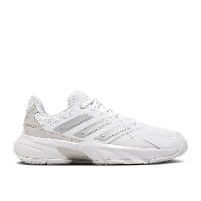 アディダス Adidas 【 Wmns Courtjam Control 3 \u0027White Silver Metallic\u0027 Women Cloud White/Silver Metallic/Grey One 】 Silver しろがね色・しろがね色 レディース 白いこと 白いこと Silver しろがね色・しろがね色 薄墨色 薄墨色