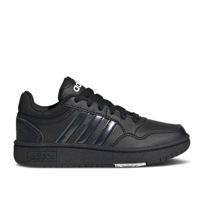 アディダス Adidas 【 Hoops 3.0 K \u0027Black Iridescent\u0027 Youth Core Black/Core Black/Cloud White 】 御坊っちゃん キッズ 中核グループ 黒いこと 黒いこと 白いこと 白いこと