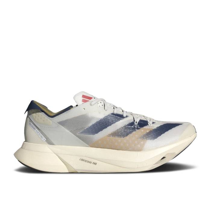 アディダス Adidas 【 Adizero Adios Pro 3 \u0027White Dark Blue\u0027 Men Cloud White/Dark Blue/Gold Metallic 】 アディゼロ アディオス 労働者階級 メンズ 白いこと 白いこと 青碧 青碧 ゴールド