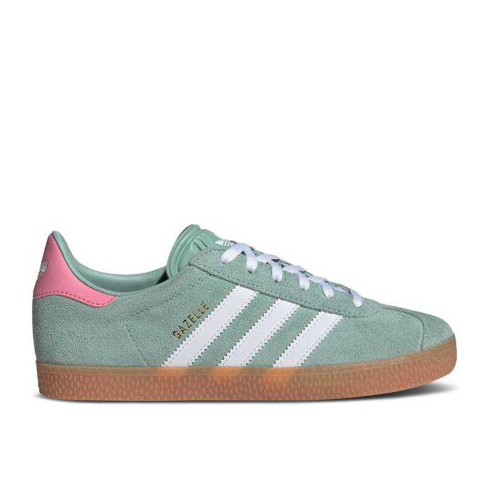 アディダス Adidas 【 Gazelle J \u0027Hazy Green Bliss Pink\u0027 Youth Hazy Green/Cloud White/Bliss Pink 】 ガゼル green 緑・緑であること 御坊っちゃん キッズ green 緑・緑であること 白いこと 白いこと pink サクラ色