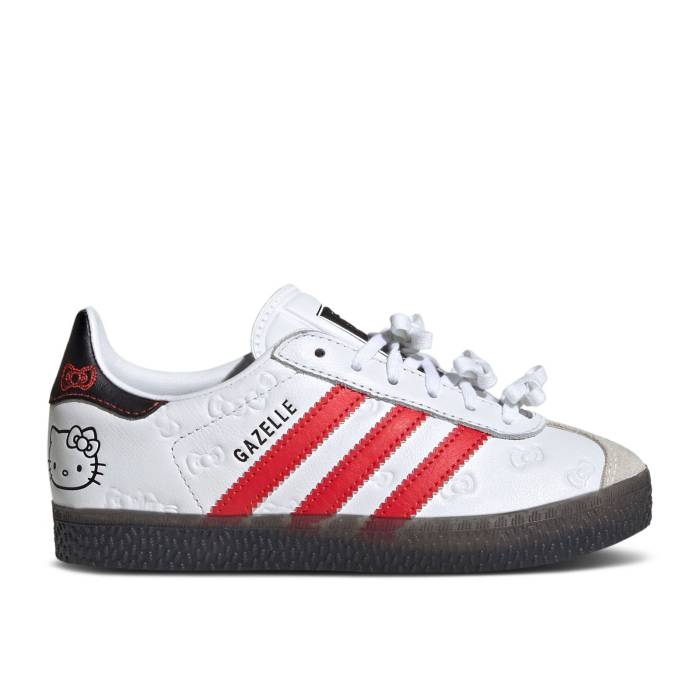 アディダス Adidas 【 Hello Kitty X Gazelle C '50Th Anniversary' Youth Cloud White/Red/Core Black 】 ガゼル ジュニア キッズ 白色 ホワイト Red 赤・レッド コア 黒色 ブラック|スニケス
