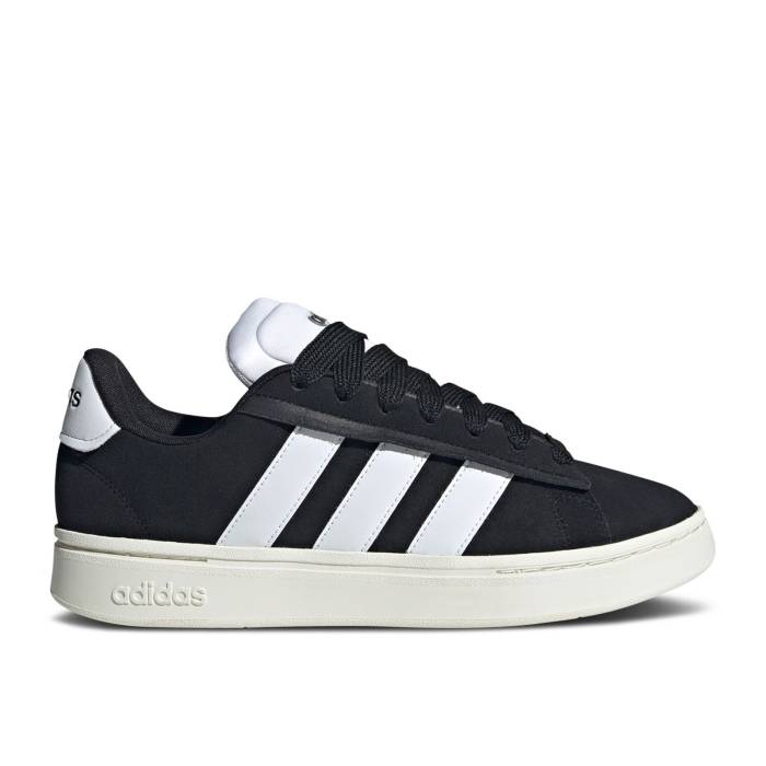 アディダス Adidas 【 Grand Court Alpha \u0027Black White\u0027 Men Core Black/Cloud White/Off White 】 地びた 厚地の外套 アルファ メンズ 中核グループ 黒いこと 黒いこと 白いこと 白いこと